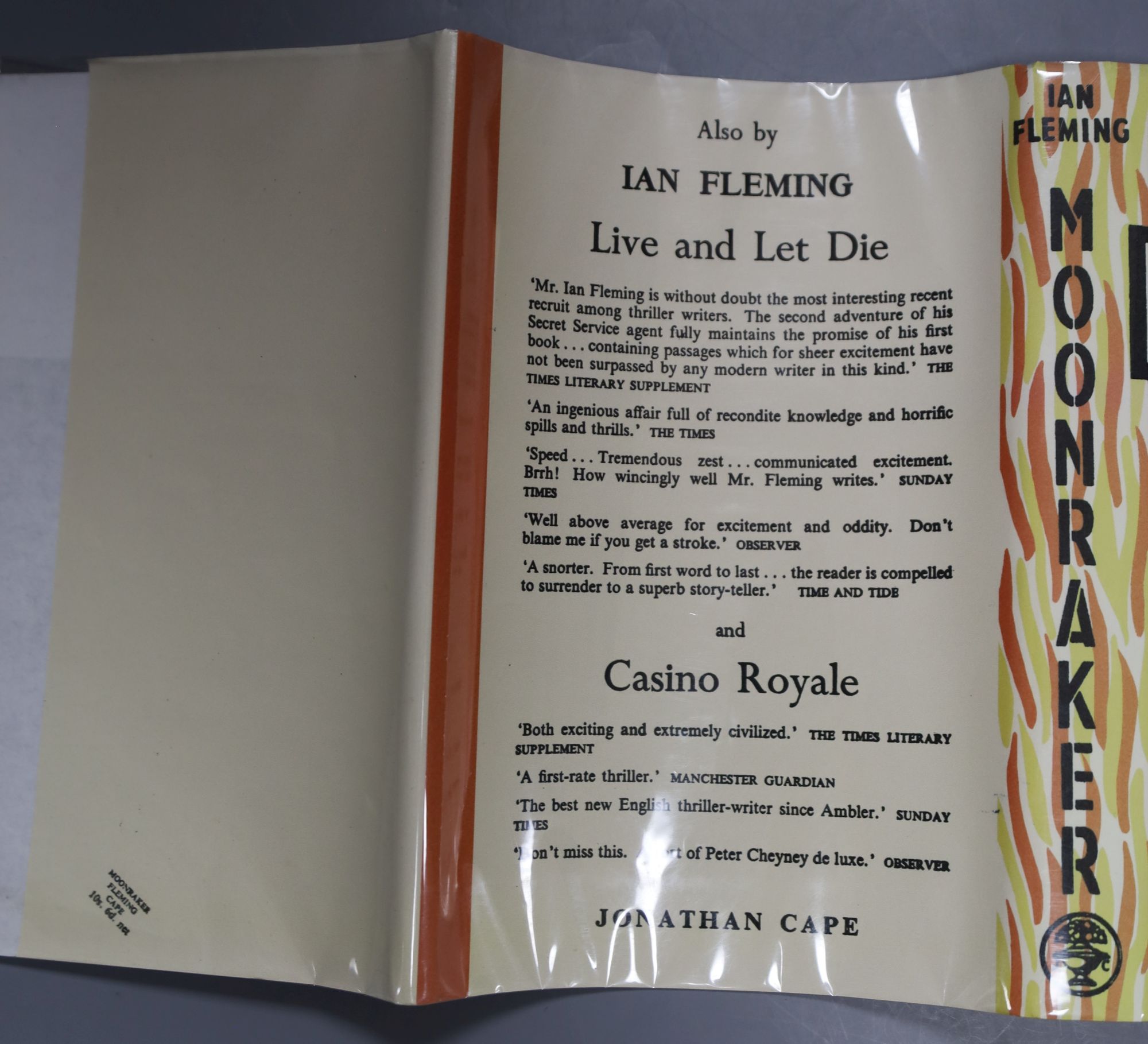 Fleming, Ian - Moonraker, 1st edition (1st impression state B), d/wrapper (repro.), 1955